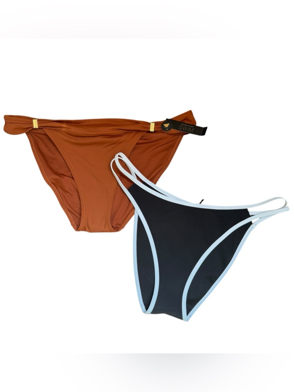 NWT Victoria's Secret Rust & Black Bikini Bottoms Size L
